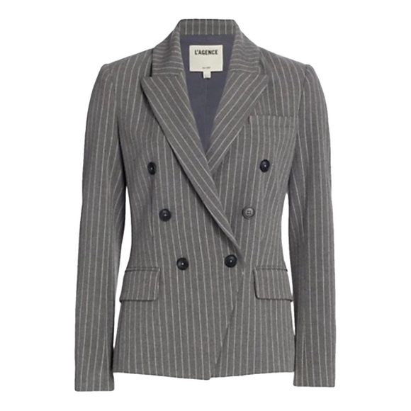L'AGENCE Charcoal Pinstripe Blazer - Picture 1 of 7